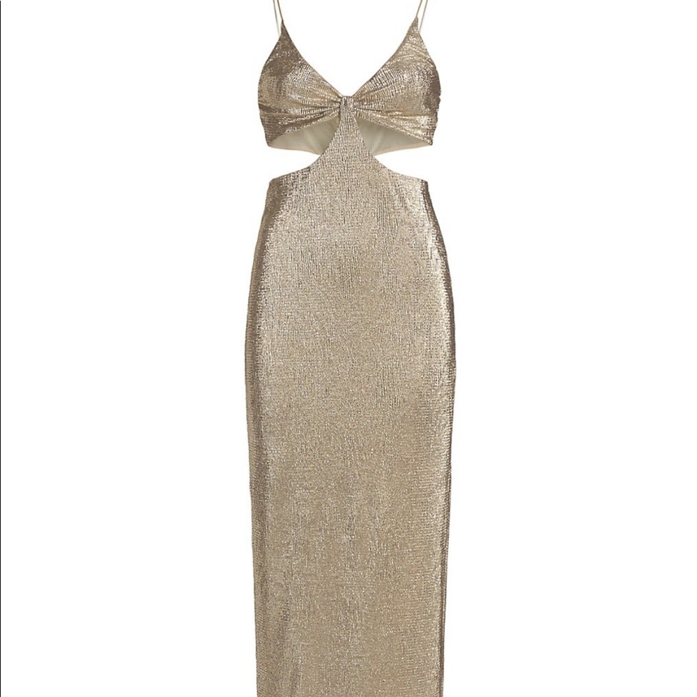 Alive + Olivia HAVANA METALLIC CUT OUT MAXI DRESS